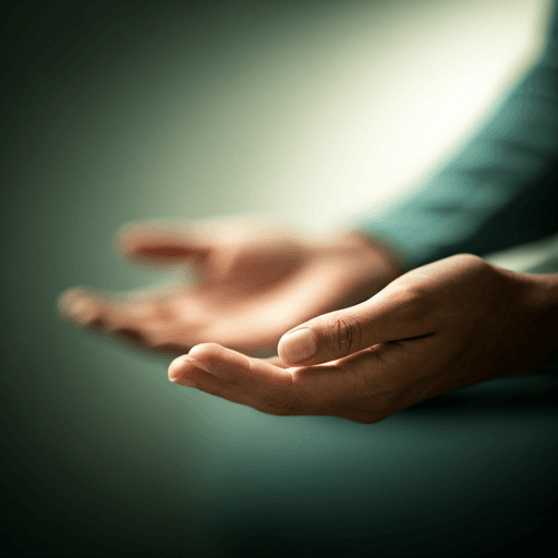A Japanese woman performing a gentle pre-sleep body-opening movement while breathing deeply.