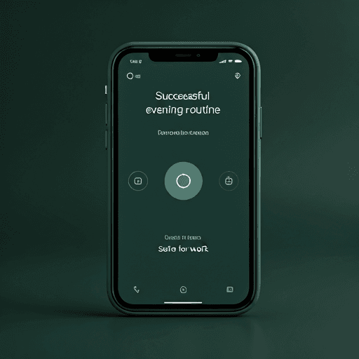 Smartphone screen showing a successful completion of an evening routine
