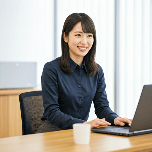 Japanese woman doing seated desk reset