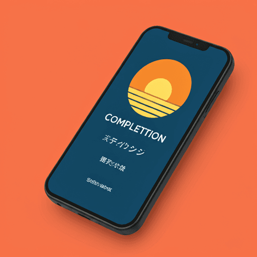 Smartphone screen showing completion badge